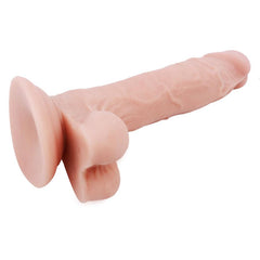 Realistic flesh-colored dildo with lifelike texture and curved design for added pleasure