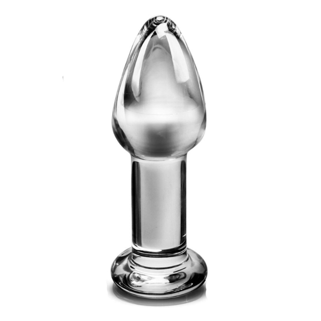Beautifully crafted clear crystal Dean Anal Plug with tapered design and flared base for safe and pleasurable use