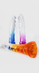 Realistic silicone dildo in light skin tone, named Consolador Adam, with veiny texture and suction cup base for hands-free use