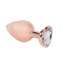 Black silicone heart-shaped anal plug with jeweled base for added pleasure