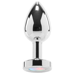 Close-up of anal plug with multi-color LED light and remote control