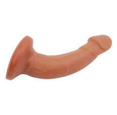 Latex-free, realistic, and curved dildo with suction cup base for hands-free pleasure