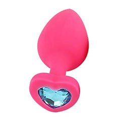 Black silicone heart-shaped anal plug with jewel detail for pleasure