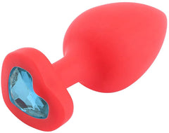 Heart-shaped silicone anal plug with sparkling jewel detail for sensual play