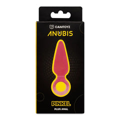 Silicone pink anal plug with tapered design and flared base