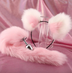 Cute and Playful Black Fox Tail and Stainless Steel Butt Plug