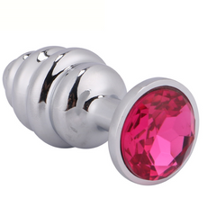 Beautiful spiral steel plug with intricate design and gemstone embellishment