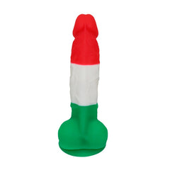 Large realistic silicone dildo in vibrant colors inspired by Sicilian culture