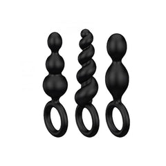 Three different sizes of silicone anal plugs in the Satisfyer Booty Call set