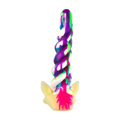 Colorful medium-sized rainbow dildo with realistic texture and veins for pleasure