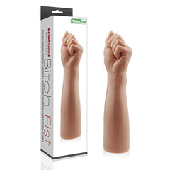 Realistic silicone fist-shaped sex toy, Bitch Fist Puño Realista, in black color