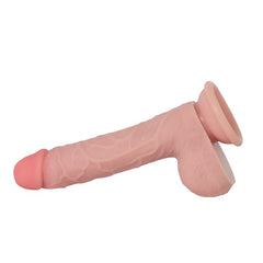 Realistic flesh-colored dildo with lifelike texture and contoured design for pleasure