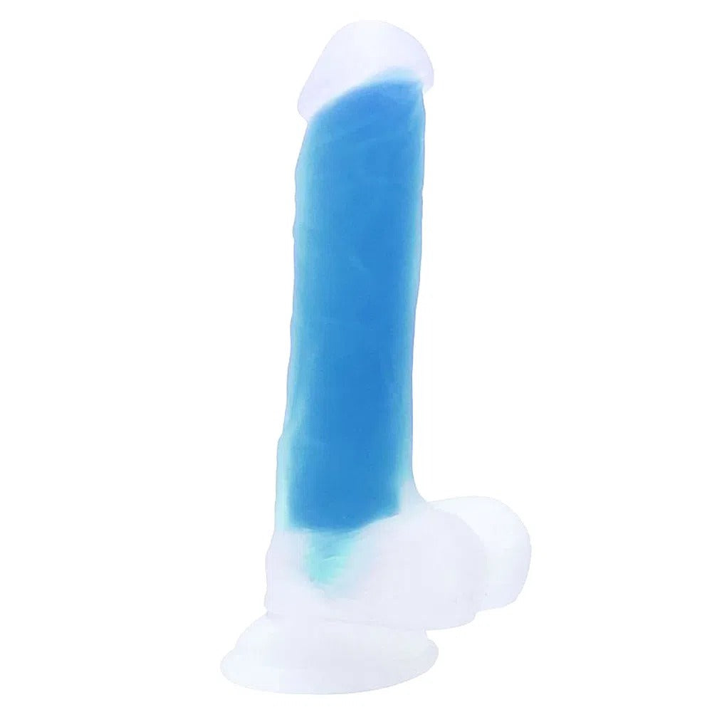 Fluorescent dildo with realistic design and strong suction cup base