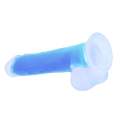 Glow in the dark dildo with lifelike texture and curved shape