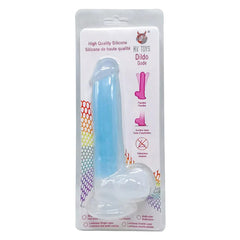 Long and thick fluorescent dildo with curved shaft for G-spot stimulation