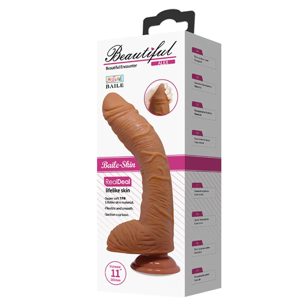 Dildo Alex Brown Beautiful Encounter 27 cms, made of smooth silicone, with realistic texture and lifelike design, perfect for intimate pleasure and exploration