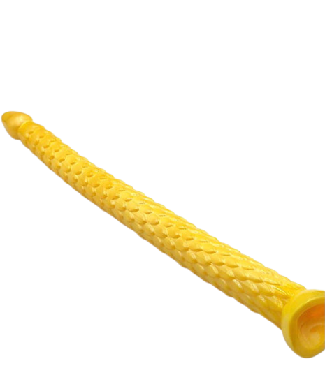 Alt text: The Dildo Lorcan, a sleek and curved silicone sex toy for solo or partner play