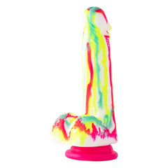 Black silicone dildo magic wand with textured shaft and curved tip