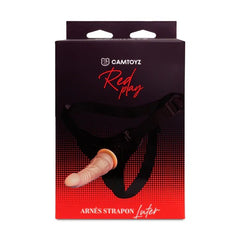 Black leather Arnes StrapOn Luter for comfortable and secure wear during intimate activities