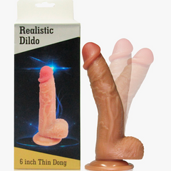 Realistic 6-inch thin dong dildo with lifelike texture and flexible design