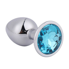 Stainless steel round anal plug in vibrant red color for pleasure