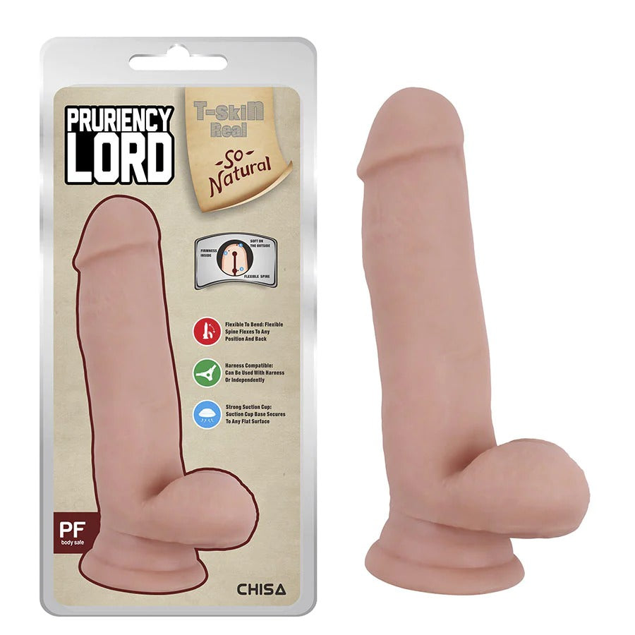 Realistic flesh-colored dildo with textured shaft and lifelike veins