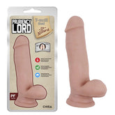 Realistic flesh-colored dildo with textured shaft and lifelike veins