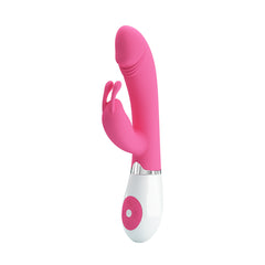Vibrador con Rabbit Pretty Love Gene in pink color, with dual stimulation and multiple speed settings for intense pleasure and satisfaction