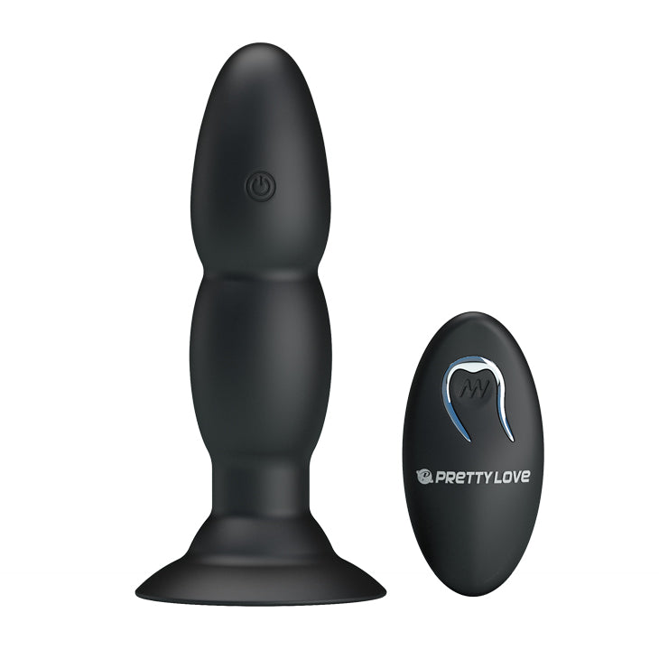 Black silicone anal plug with remote control for extra pleasure and sensation