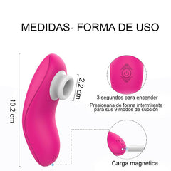 Woman using Succionador De Clítoris Pluse Pink, experiencing intense pleasure and arousal with this innovative sex toy