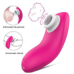 Succionador De Clítoris Pluse Pink, a pink handheld device with ergonomic design and soft silicone head for clitoral stimulation