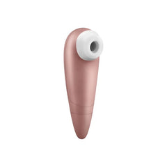 Satisfyer Uno clitoral stimulator in luxurious rose gold color on white background