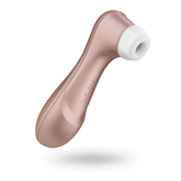 Close-up image of Satisfyer PRO 2 clitoral stimulator with rose gold accents and sleek, ergonomic design