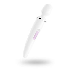 Satisfyer Wand-Er Woman: A woman holding the powerful, ergonomic wand massager for ultimate satisfaction and pleasure
