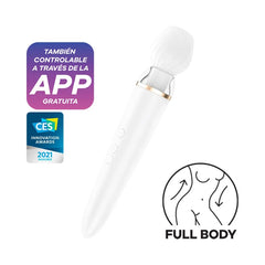 Two women holding Satisfyer Double Wand-er Connect APP in bedroom