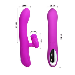 PRETTY LOVE DERRICK RECARGABLE: A close-up image of the silicone vibrator with a curved tip and textured surface for added sensation during use