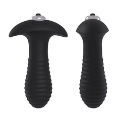 Black spiral anal vibrator with handle for dual stimulation and pleasure