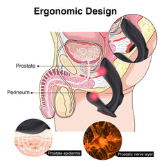 Black silicone anal vibrator with curved design for enhanced pleasure