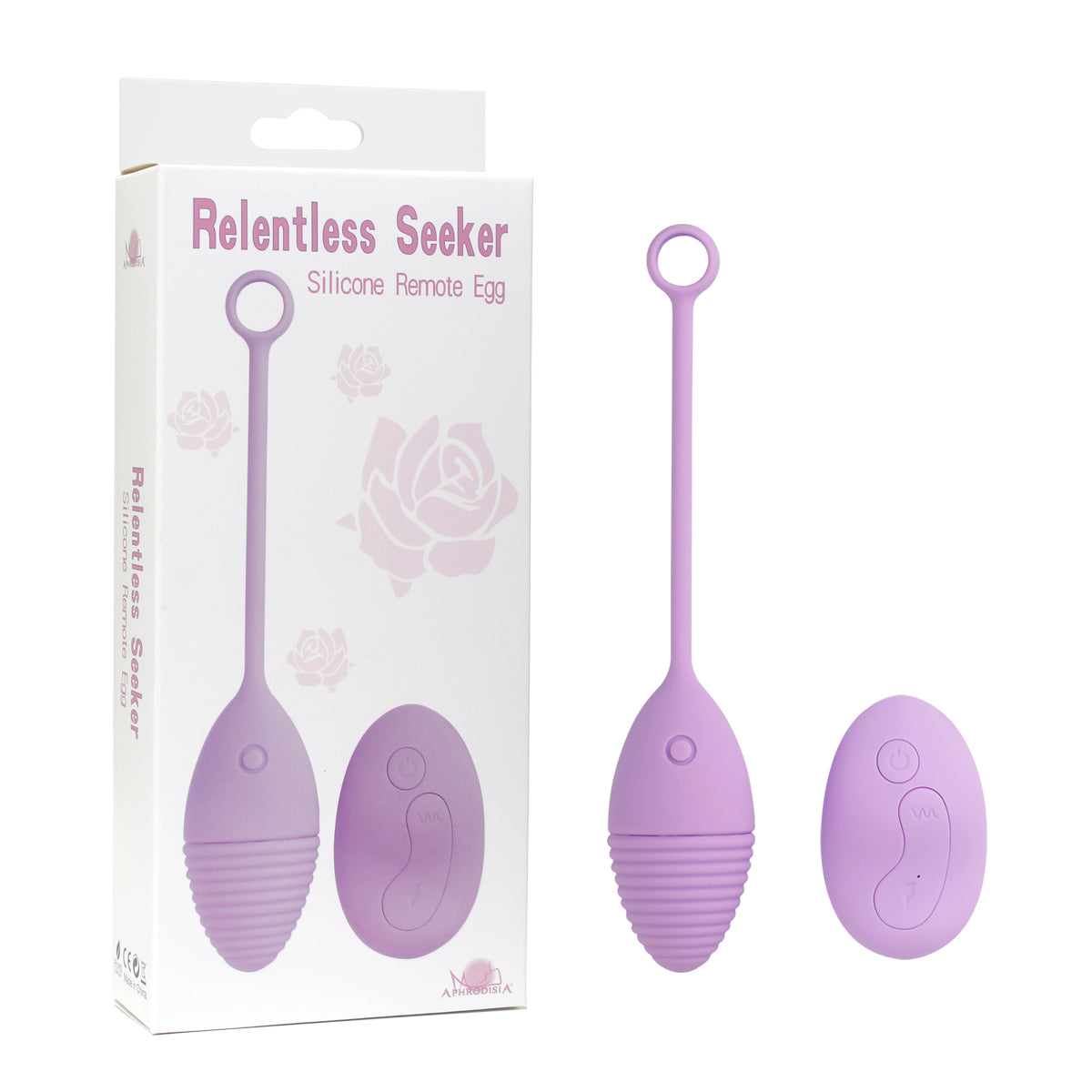 Relentless Seeker Silicone Remote Egg in Pink vibrating toy on white background