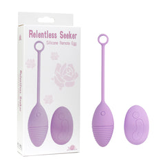 Relentless Seeker Silicone Remote Egg in Pink vibrating toy on white background