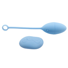 Close up of Relentless Seeker Silicone Remote Egg in Black with remote control