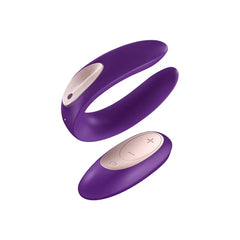 Black Satisfyer Double Plus Remote, a waterproof sex toy for couples