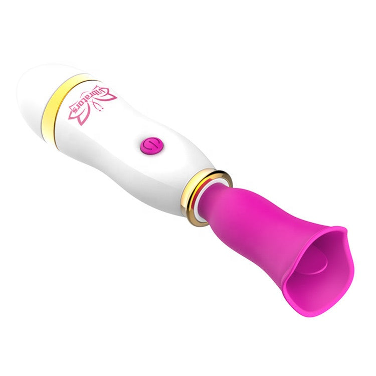 VIBRADOR LICKING PEARL: A pink, pearl-textured vibrator with licking motion feature
