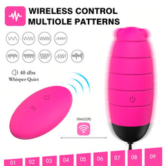 A child holding the Baby Bee Remote Control and pressing the buttons while smiling with excitement
###