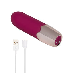 Long handle burgundy vibrating massager with textured surface for muscle relief