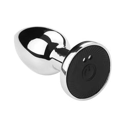 Black silicone anal vibrator with tapered tip and flared base