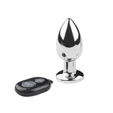 Black silicone anal vibrator with textured design and remote control