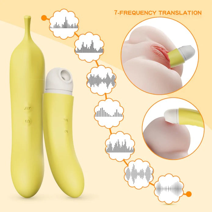 Colorful banana-shaped vibrator sex toy for adult pleasure and satisfaction