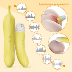 Colorful banana-shaped vibrator sex toy for adult pleasure and satisfaction