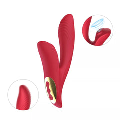 Double-ended vibrator for simultaneous internal and external pleasure